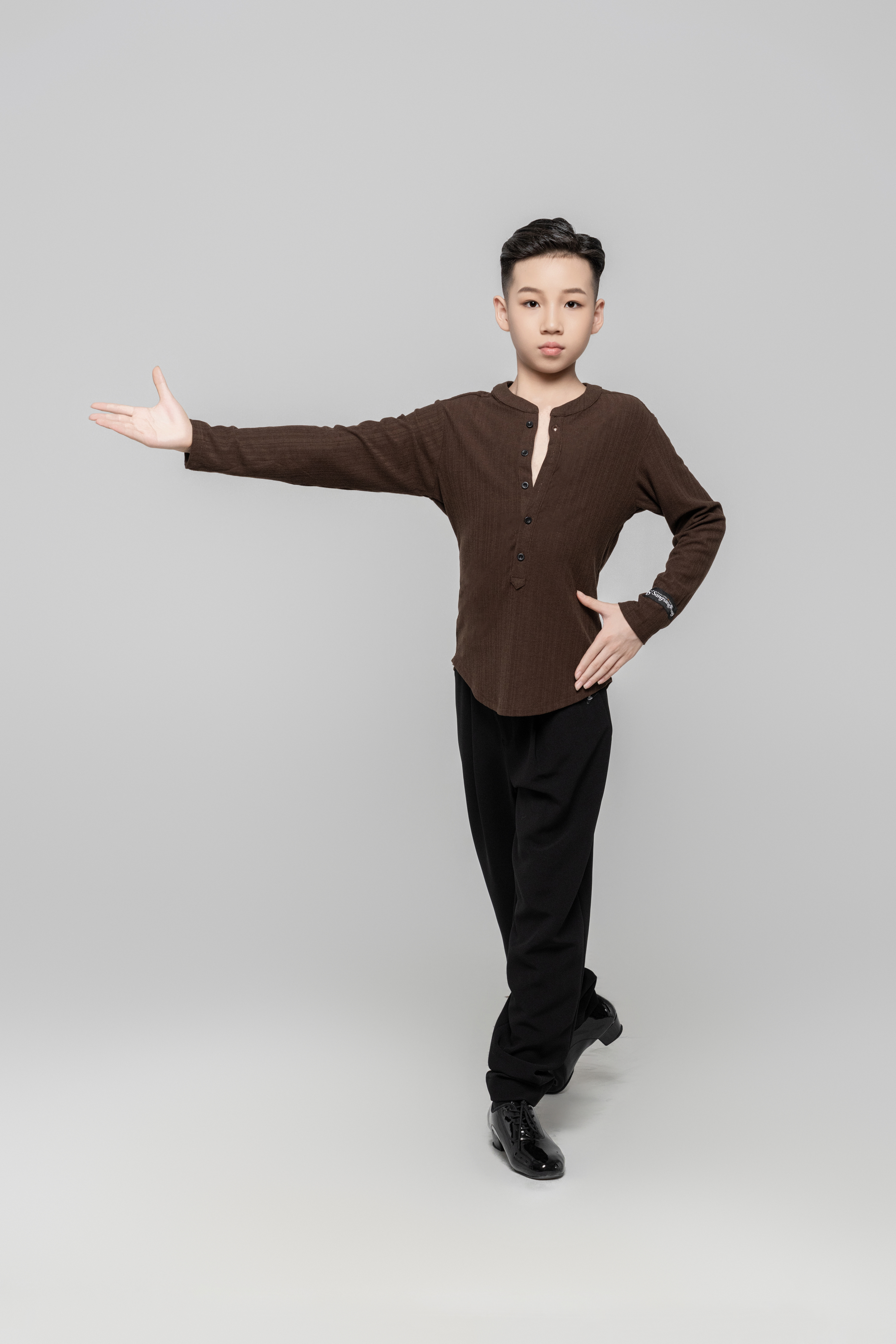 Boy's Beauty Strip Button Top (White)