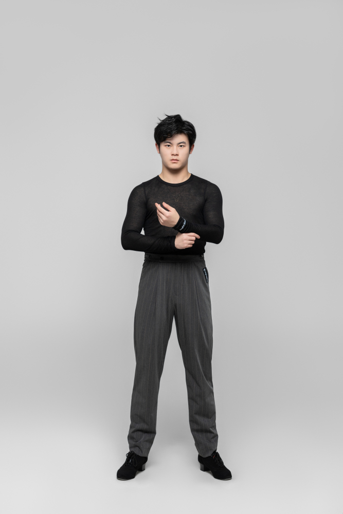 Men's double-rings Cool pants (Striped Gray)