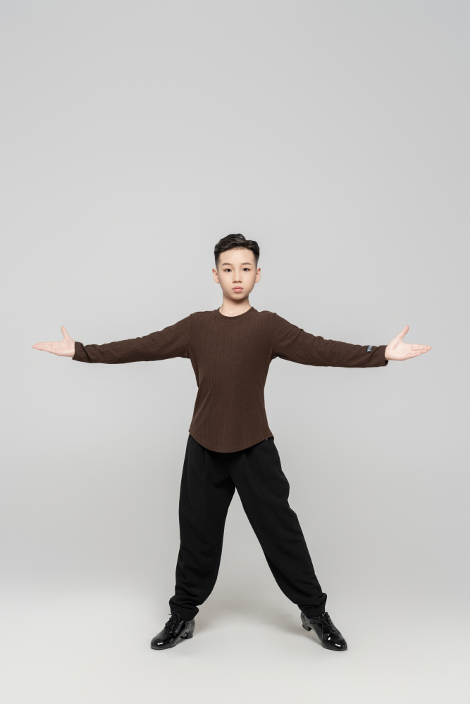 Boy's Beauty Strip Round Button Top (Black)
