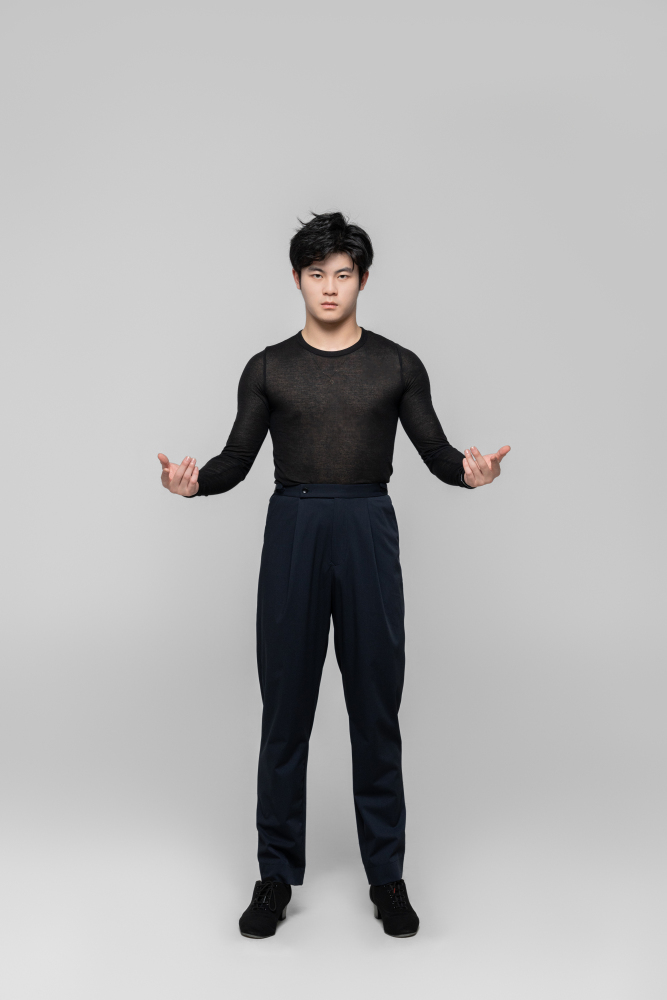 Men's double-rings Cool pants (Texture Gray)