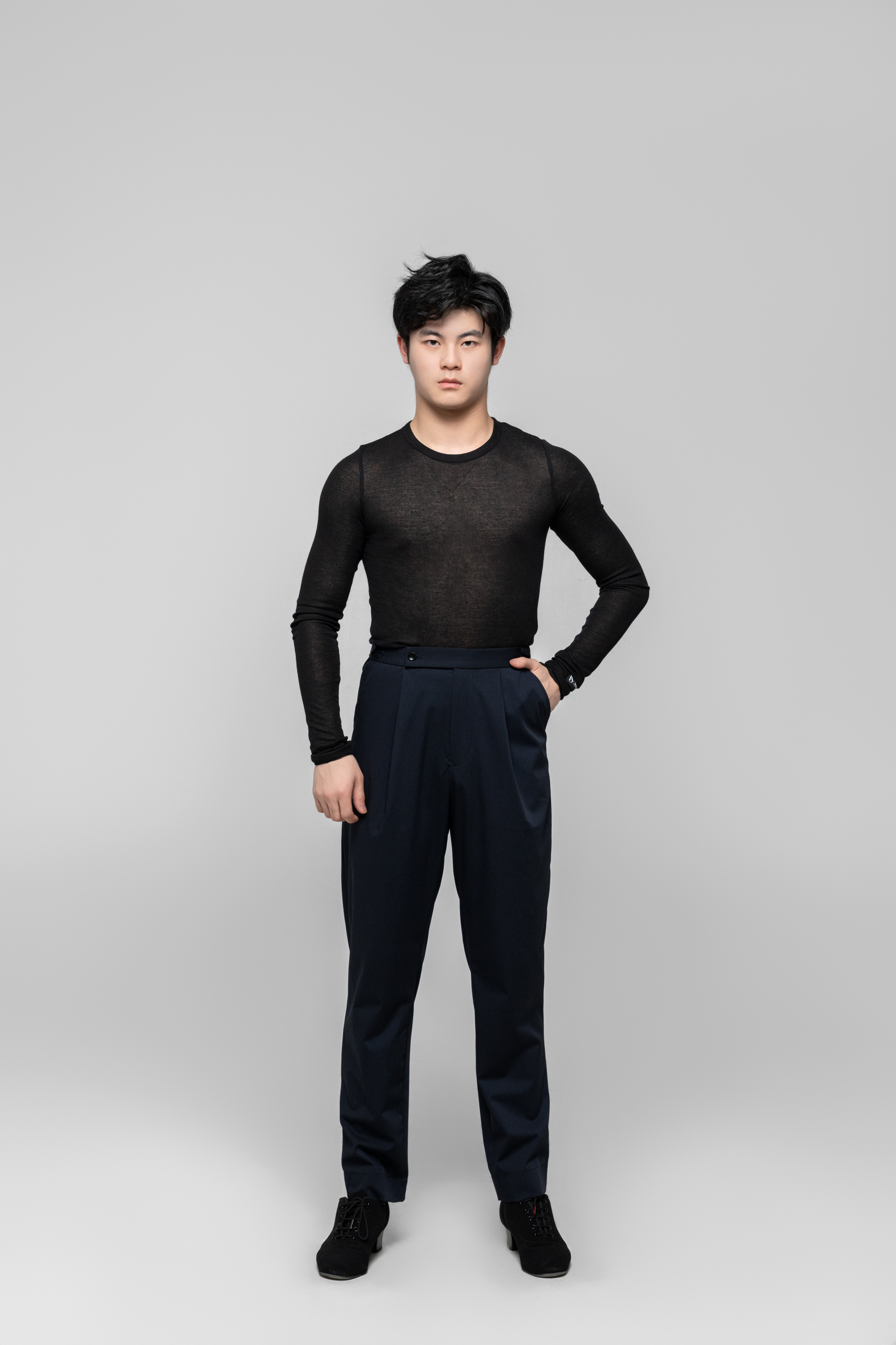 Men's double-rings Cool pants (Texture Gray)