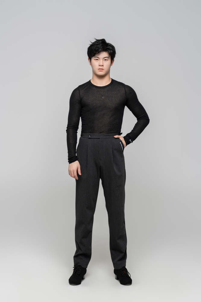 Men's double-rings Cool pants (Texture Gray)