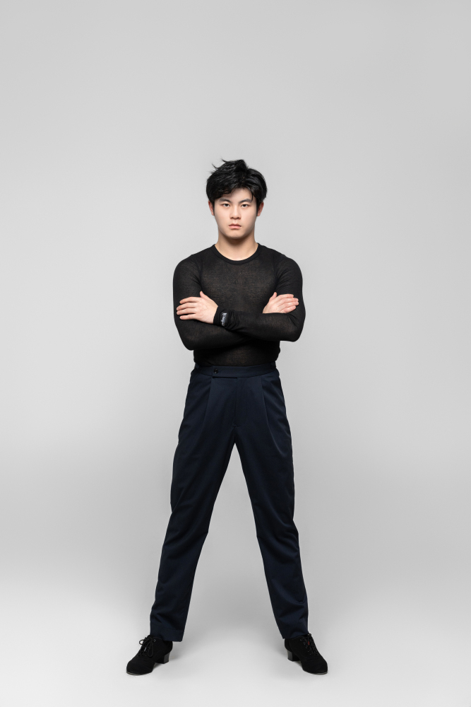 Men's double-rings Cool pants (Texture Gray)