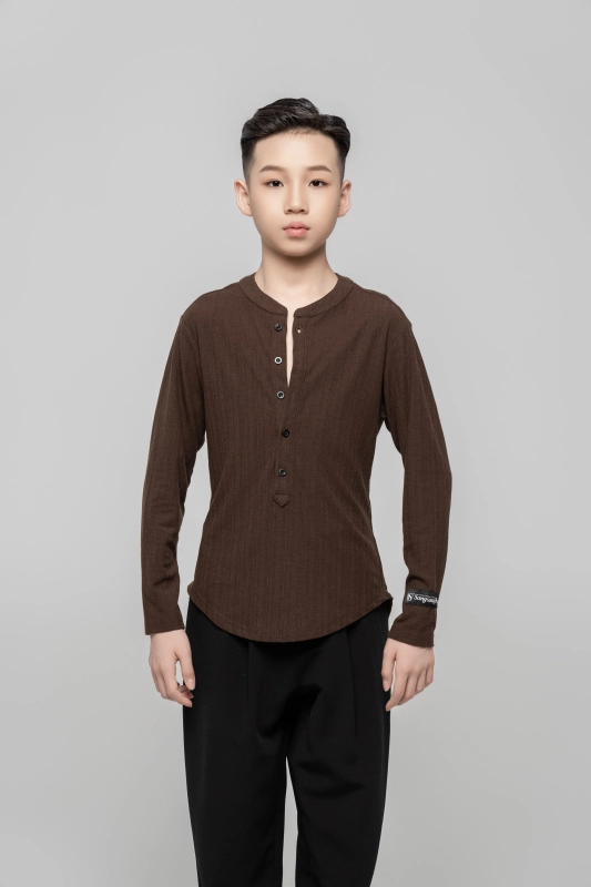 Boy's Beauty Strip Button Top (White)