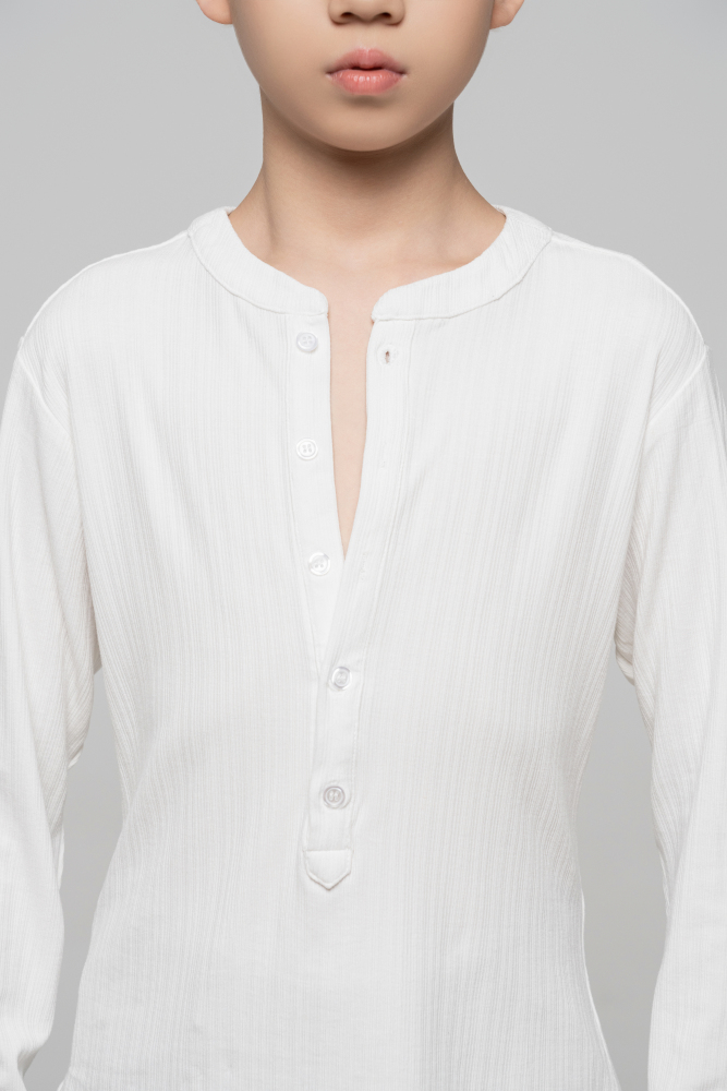 Boy's Beauty Strip Button Top (Black)