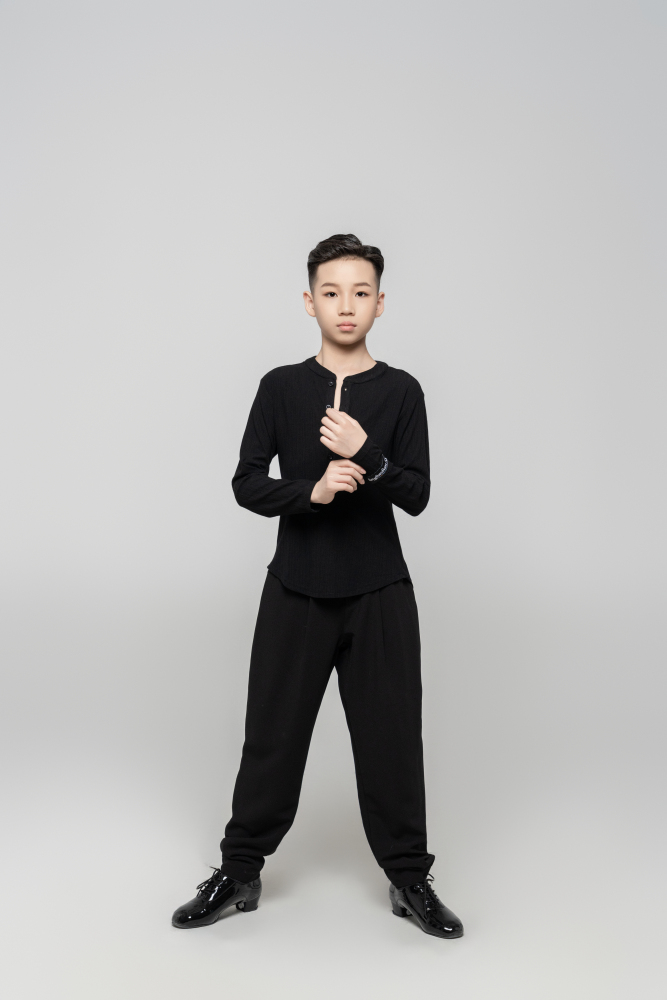 Boy's Beauty Strip Button Top (Black)