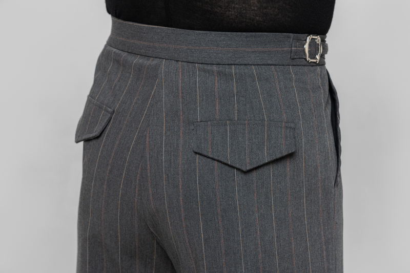 Men's double-rings Cool pants (Striped Gray)