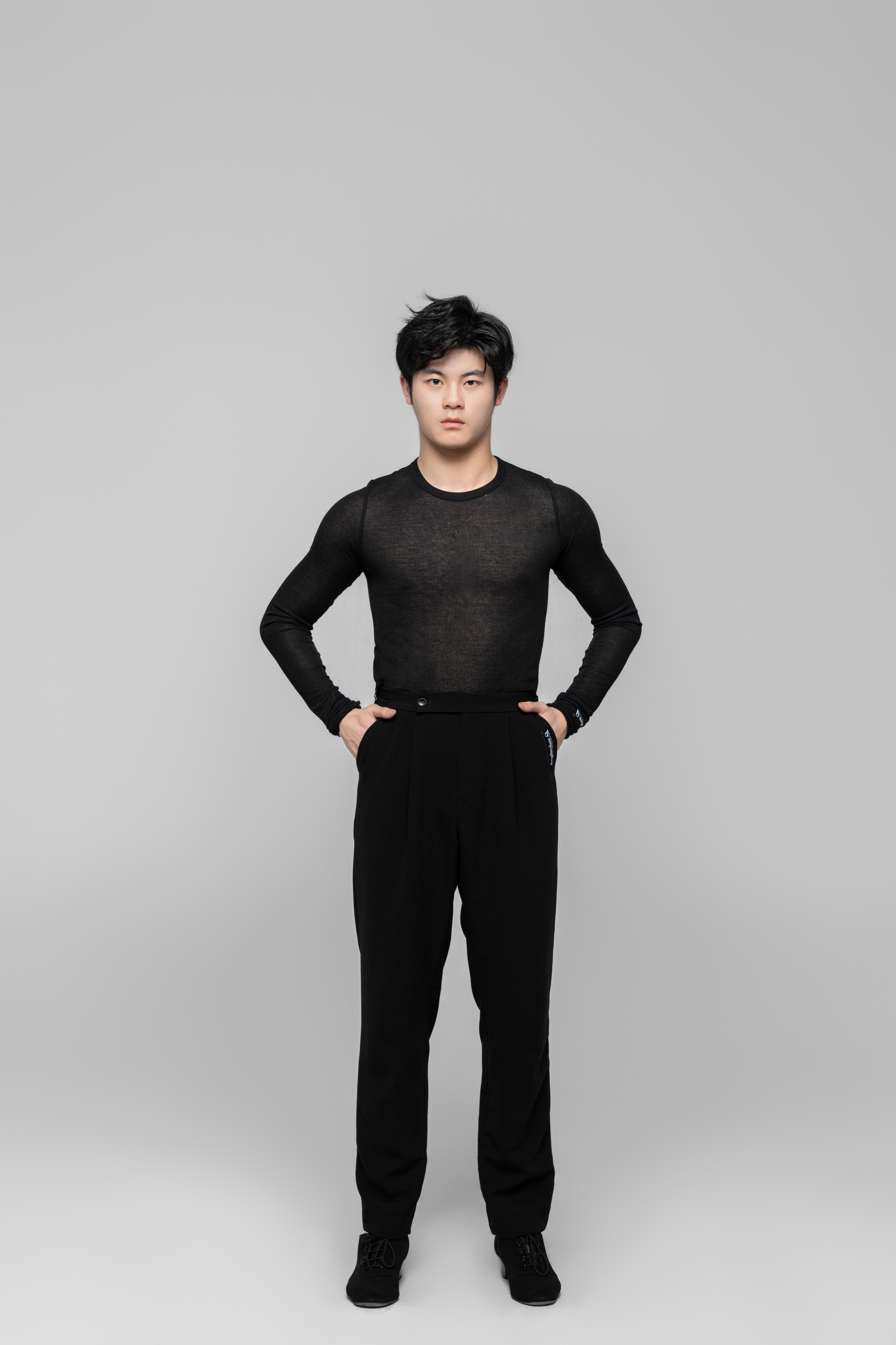 Men's double-rings Cool pants (Texture Gray)