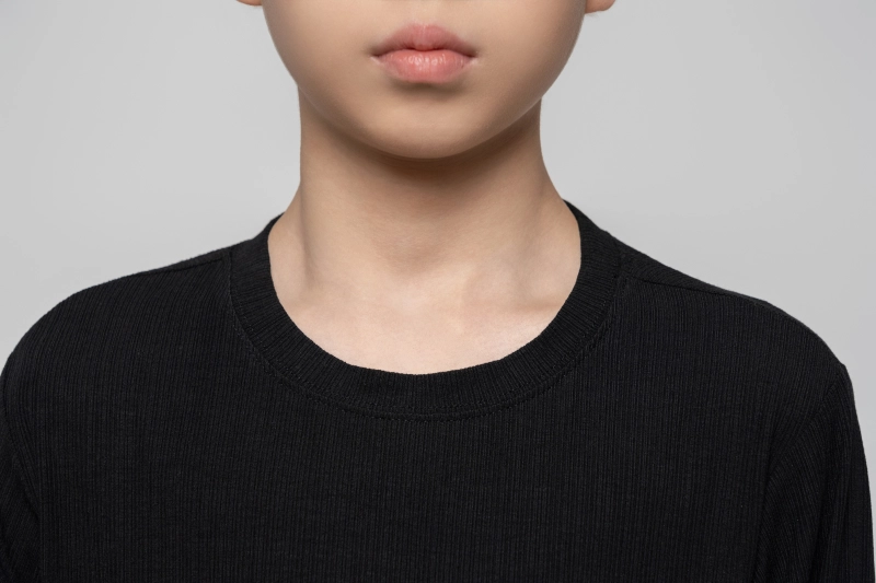 Boy's Beauty Strip Round Button Top (Black)