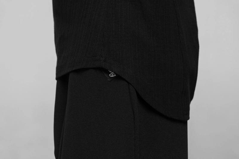 Boy's Beauty Strip Round Button Top (Black)