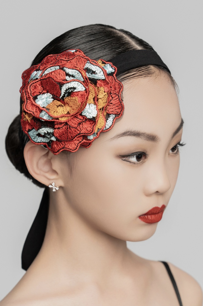Embroidered Red Flower Multipurpose Flower accessory