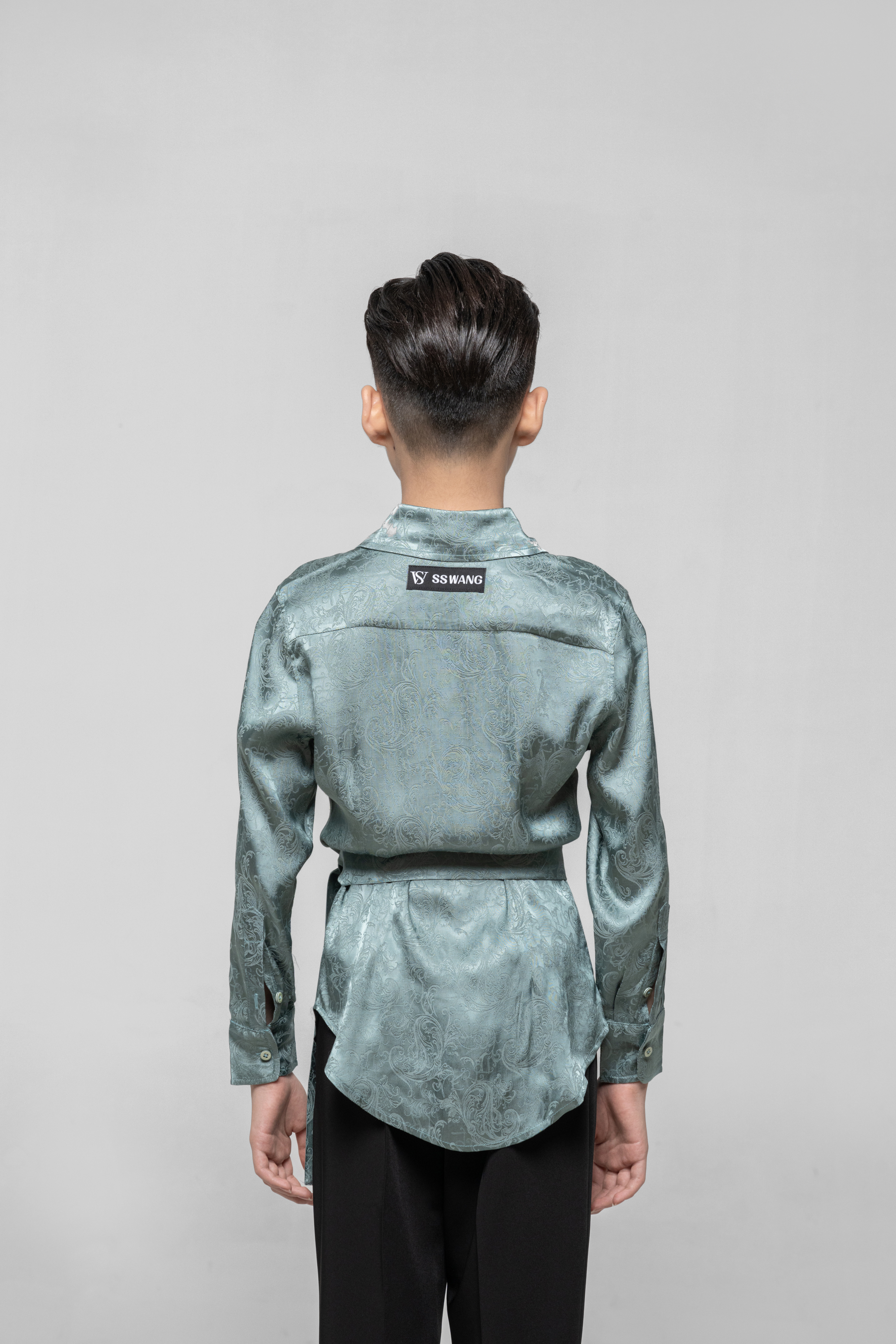 Boy Dark Embroidery pattern Shirt(Green)