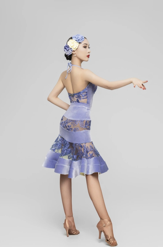 Velvet stitching roses Embroidered Bodysuit（Violets）