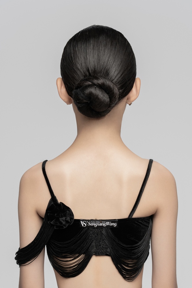 Velvet flowers Hanging Tassels Short Suspender（Black）
