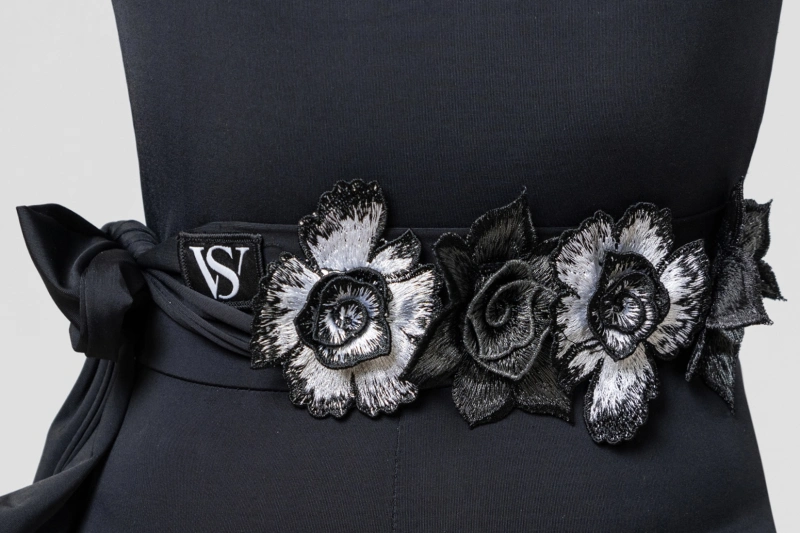 Flower Tie Headband / Belt universal (Black)