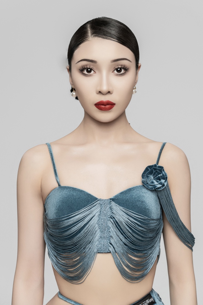Velvet flowers Hanging Tassels Short Suspender（Black）