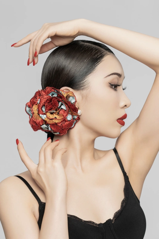 Embroidered Red Flower Multipurpose Flower accessory