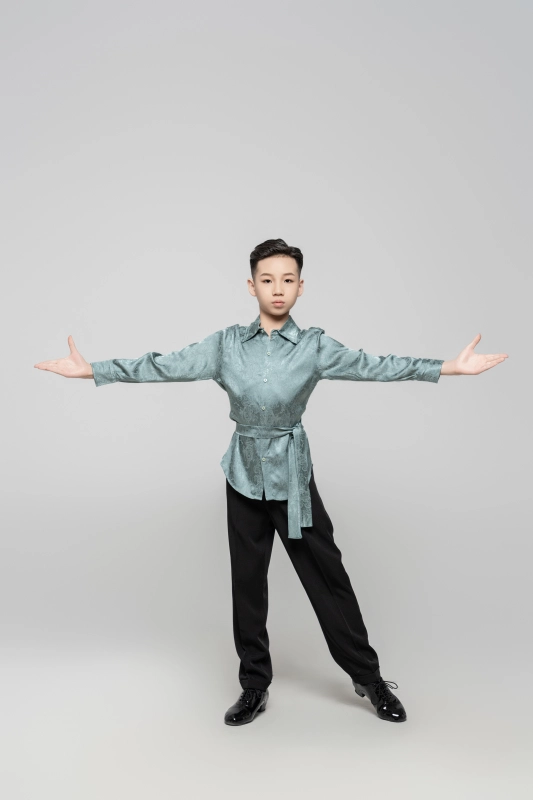 Boy Dark Embroidery pattern Shirt(Green)