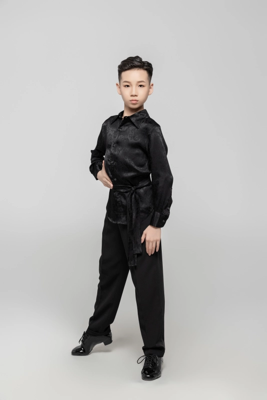 Boy Dark Embroidery pattern Shirt(Green)