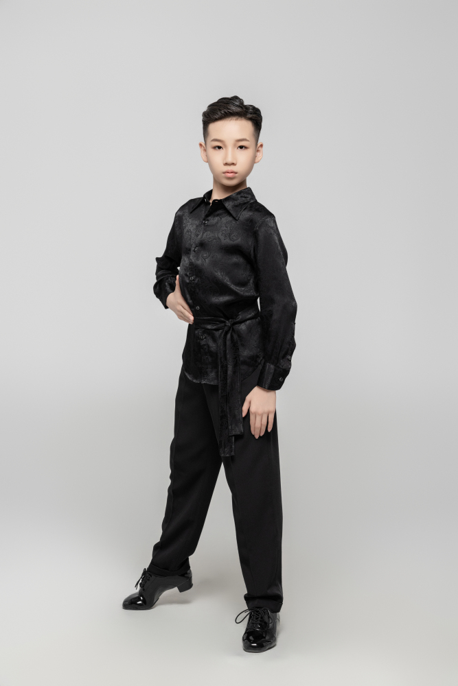 Boy Dark Embroidery pattern Shirt(Green)