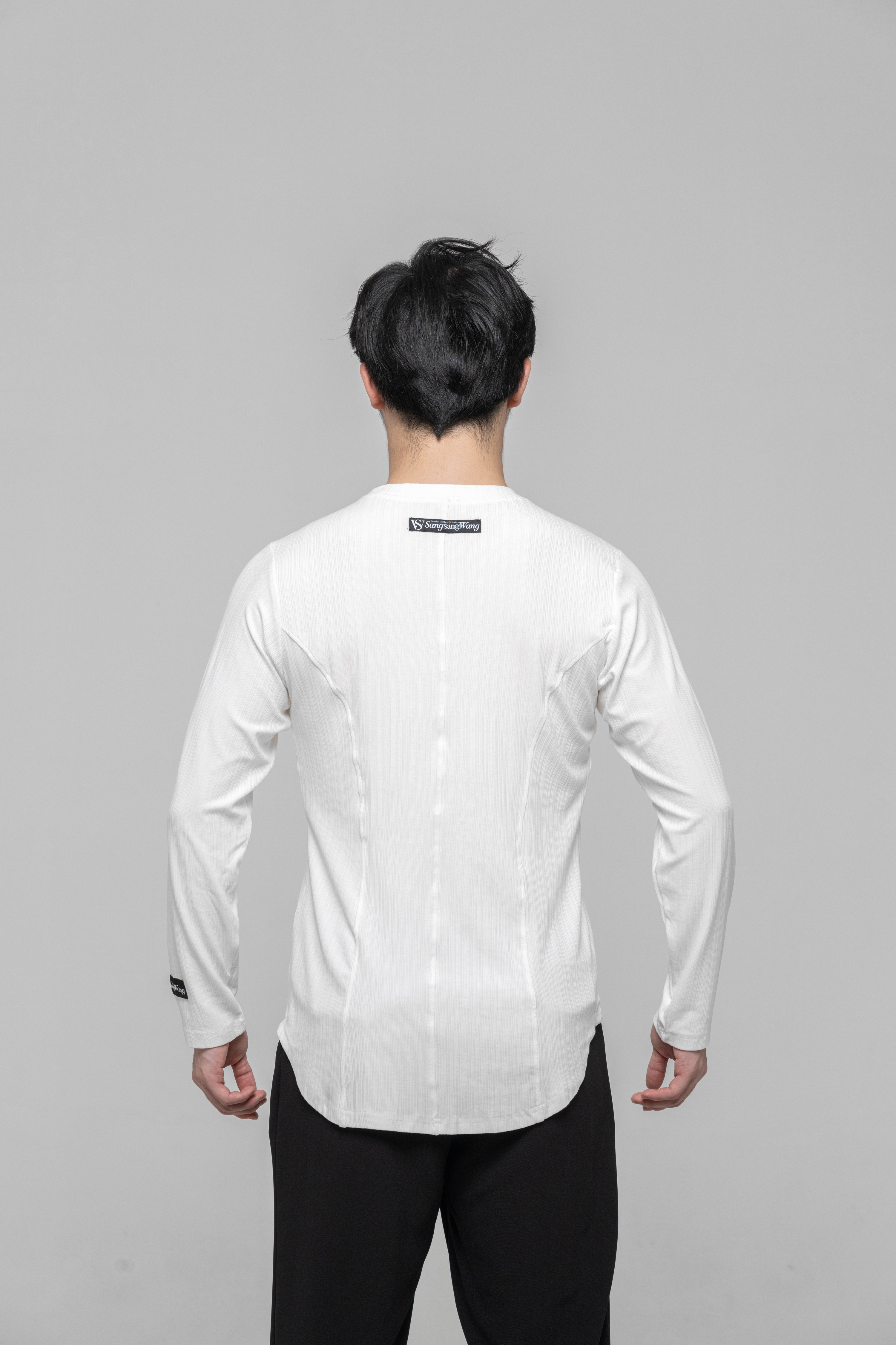Men's Beauty Strip Round Button Top (Brown)
