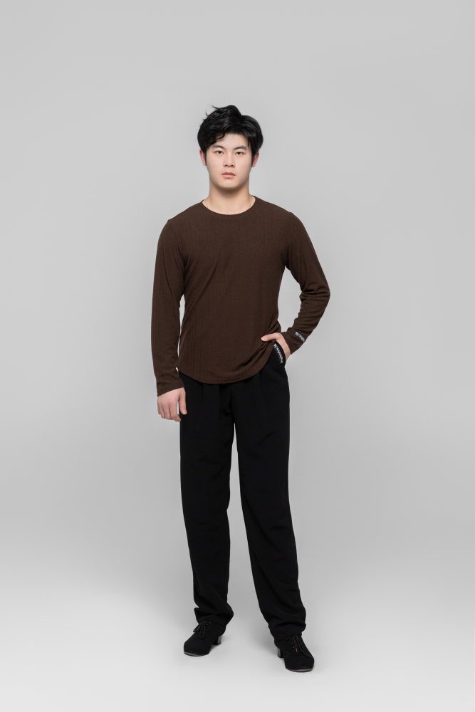 Men's Beauty Strip Round Button Top (White)