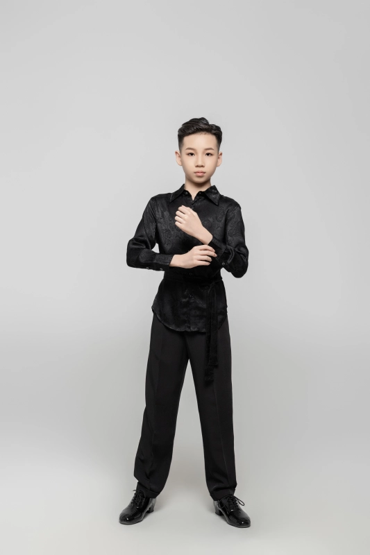 Boy Dark Embroidery pattern Shirt(Green)