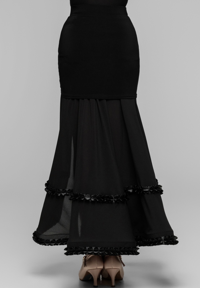 Pearl sleeveless cutout Modern skirt（Black）