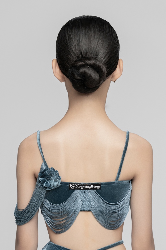 Velvet flowers Hanging Tassels Short Suspender（Black）