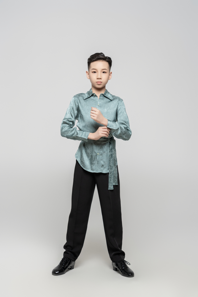Boy Dark Embroidery pattern Shirt(Black)