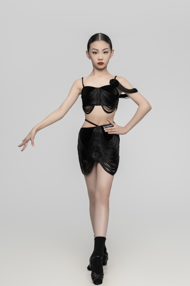 Velvet flowers Hanging Tassels Short Suspender（Black）
