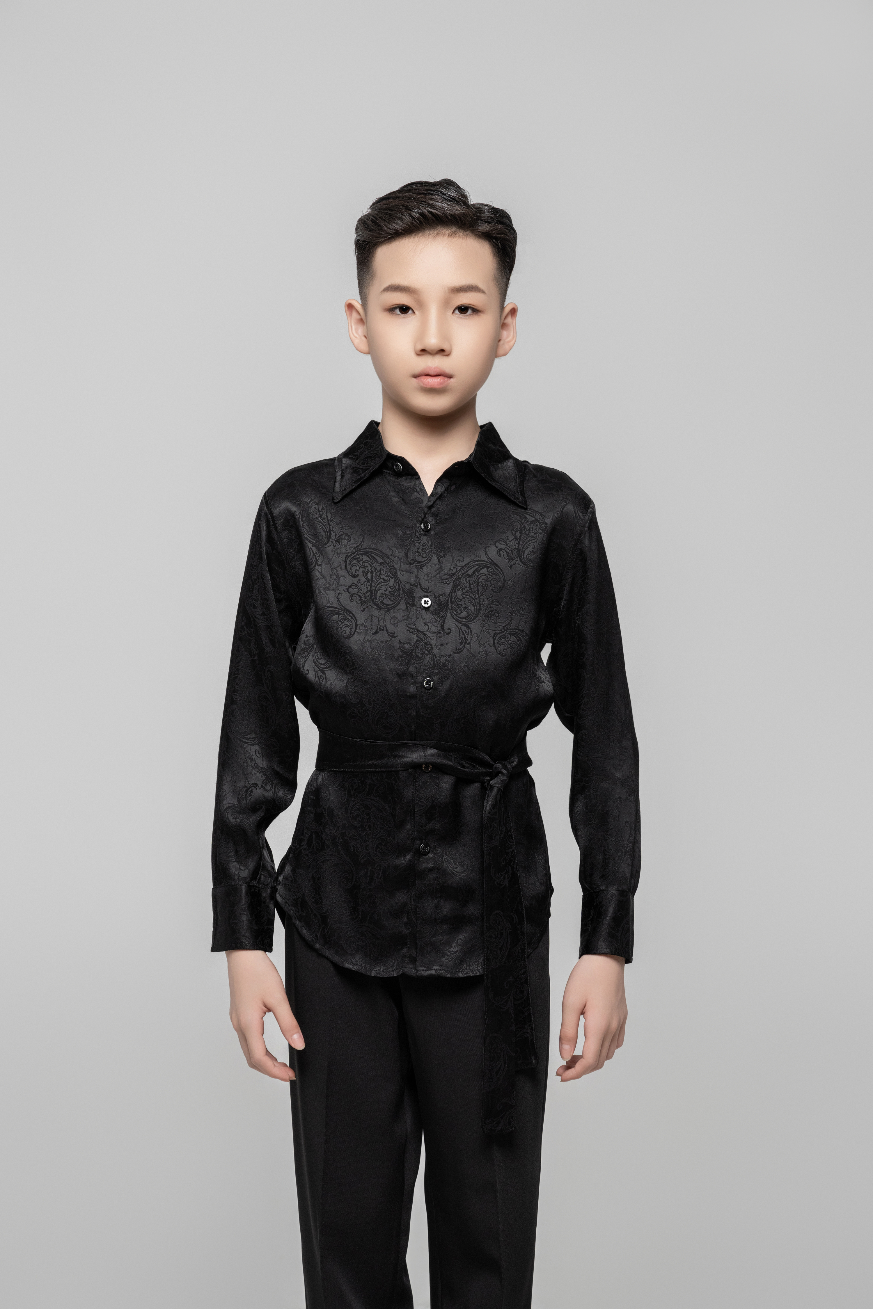 Boy Dark Embroidery pattern Shirt(Green)