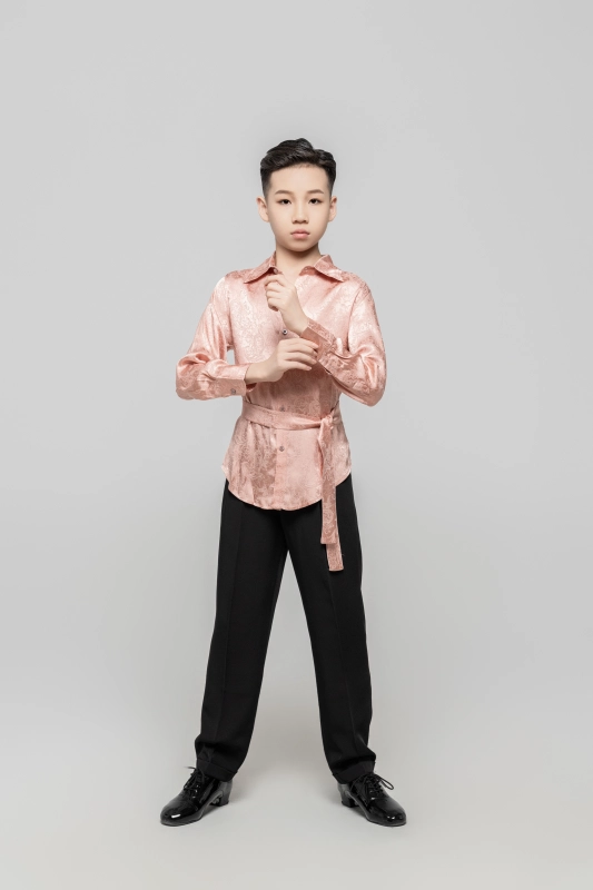 Boy Dark Embroidery pattern Shirt(Pink)