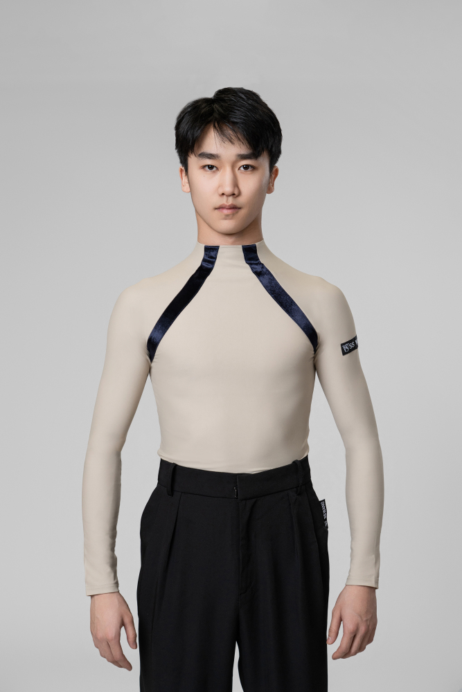 Man stripes turtleneck top（Black）