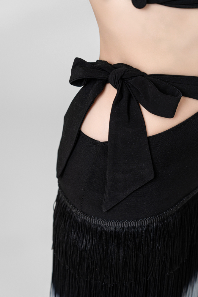Gradient slanted belt lace-up tassels(Black and gray gradient)