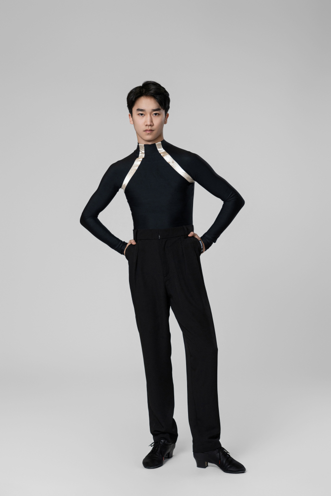 Man stripes turtleneck top（Black）