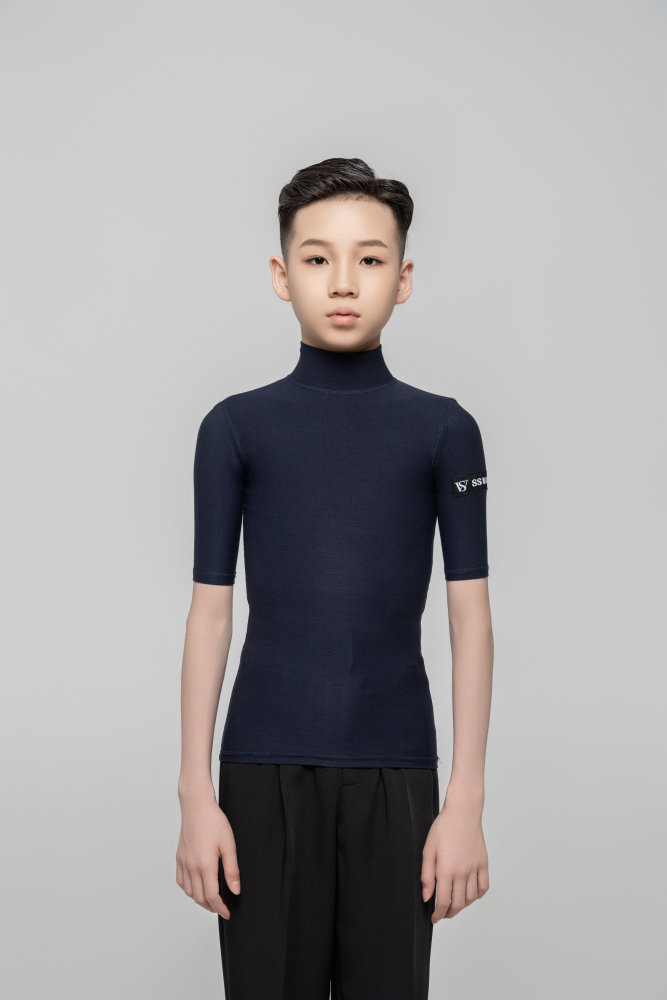 Boy medium sleeves high collar（Navy blue）