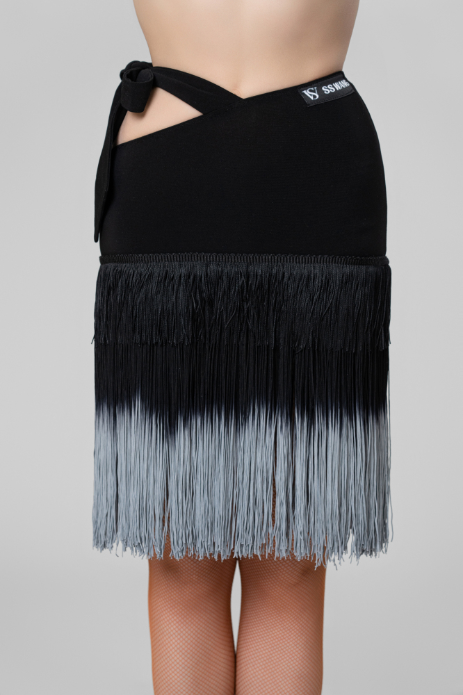 Gradient slanted belt lace-up tassels(Black and gray gradient)