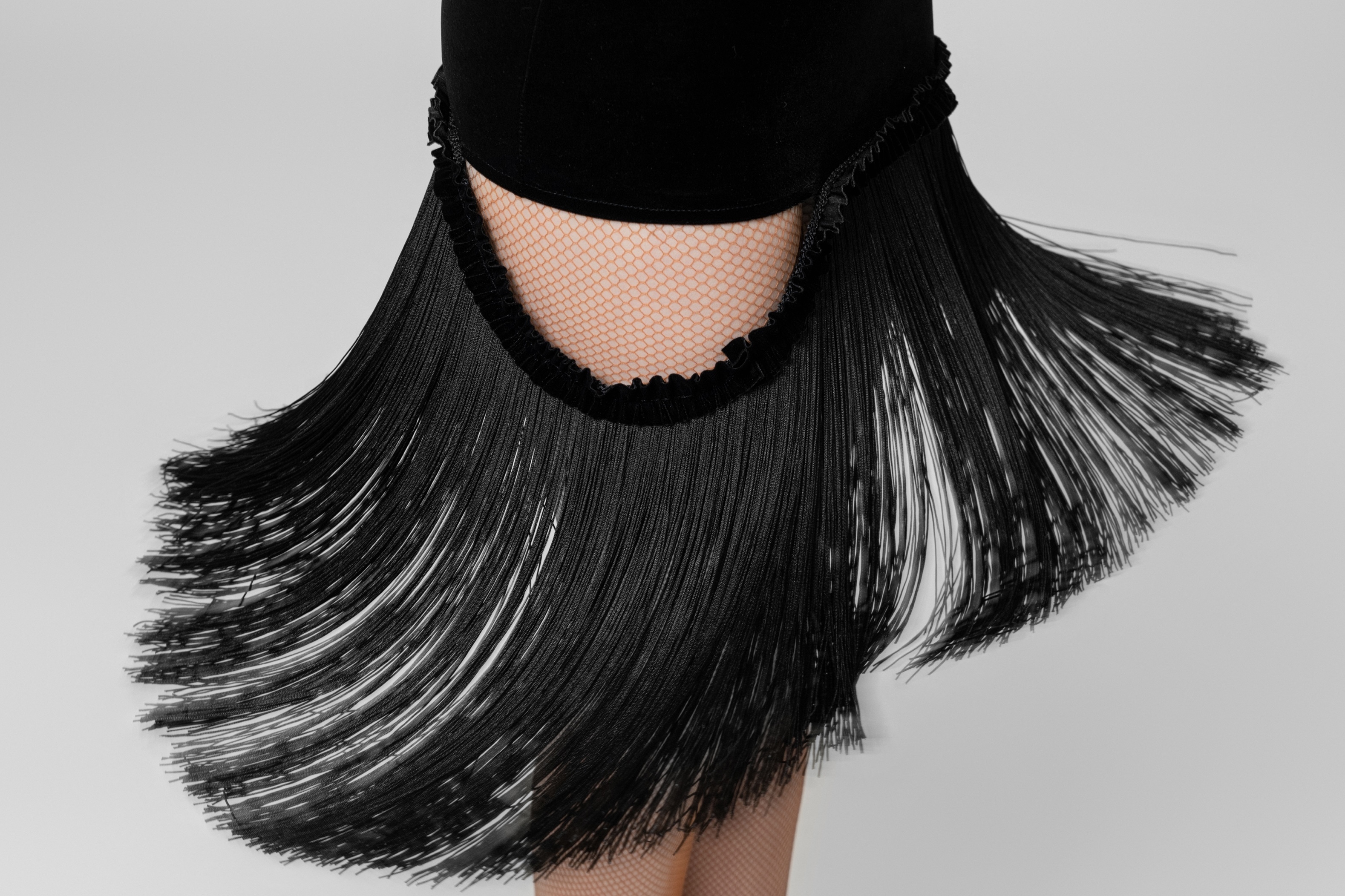 Velvet Irregular Tassels skirt
