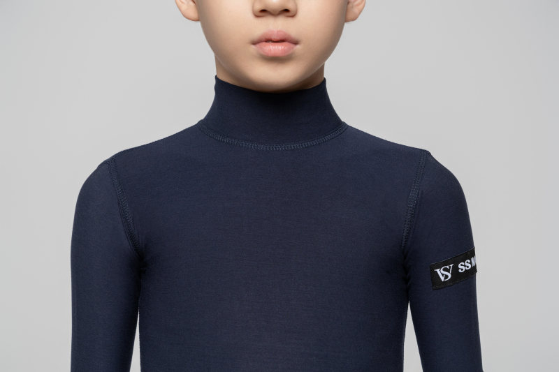 Boy medium sleeves high collar（Navy blue）