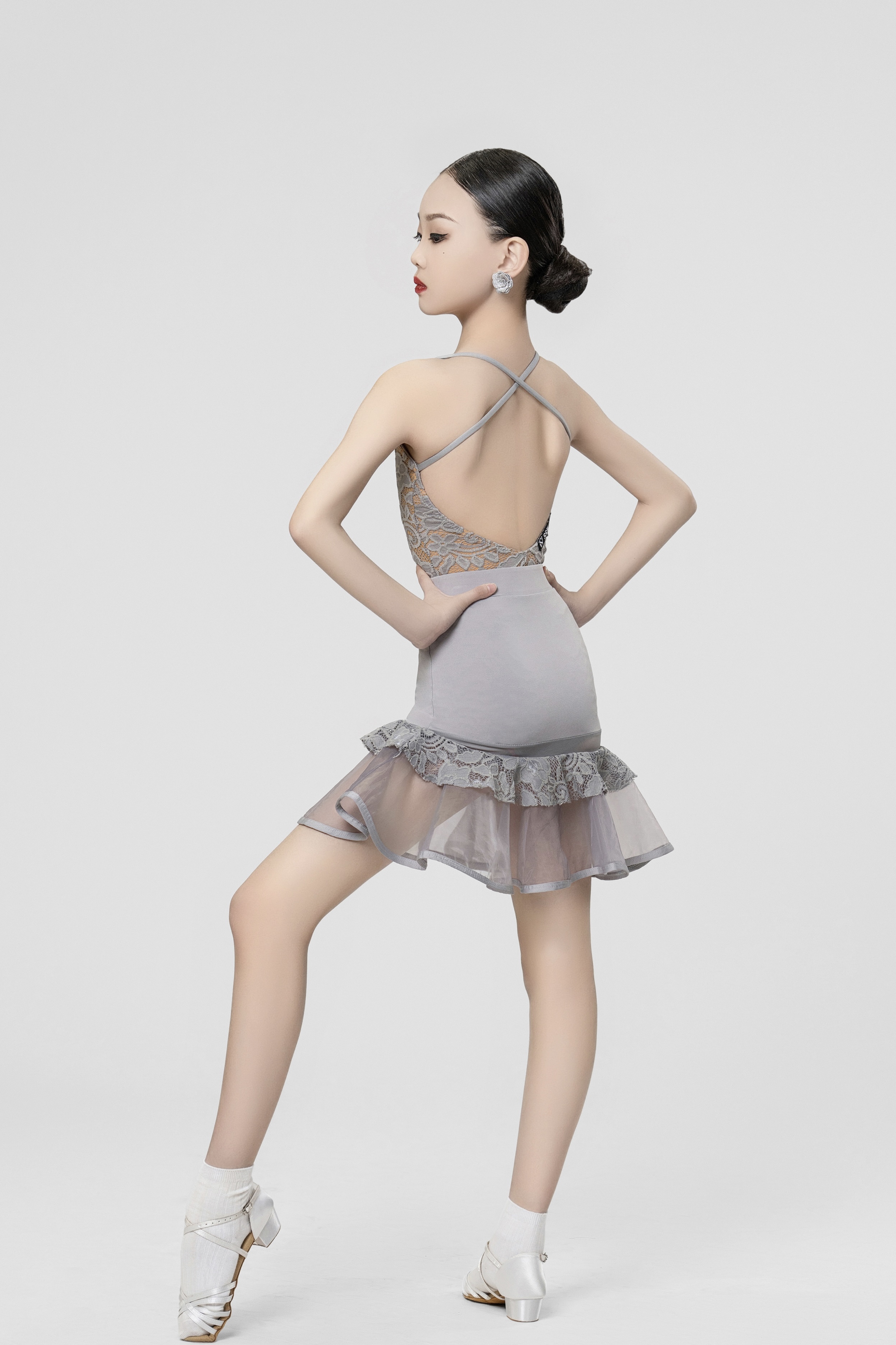 Organza Lace Princess skirt（Gray）