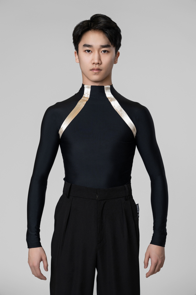 Man stripes turtleneck top（Black）