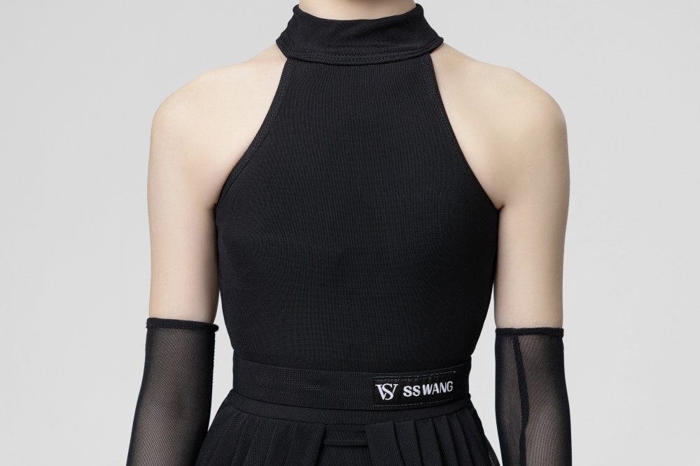 Pink gradient Short sleeveless open-back gauze dress（With Headband、Gloves）