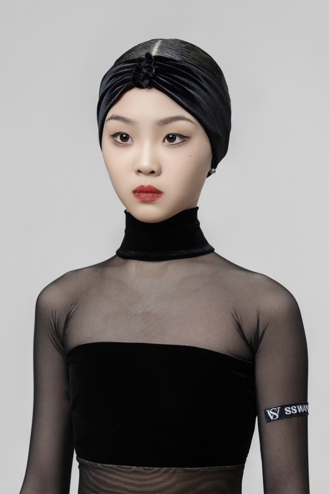 Velvet Black gauze long sleeve（With Headband）