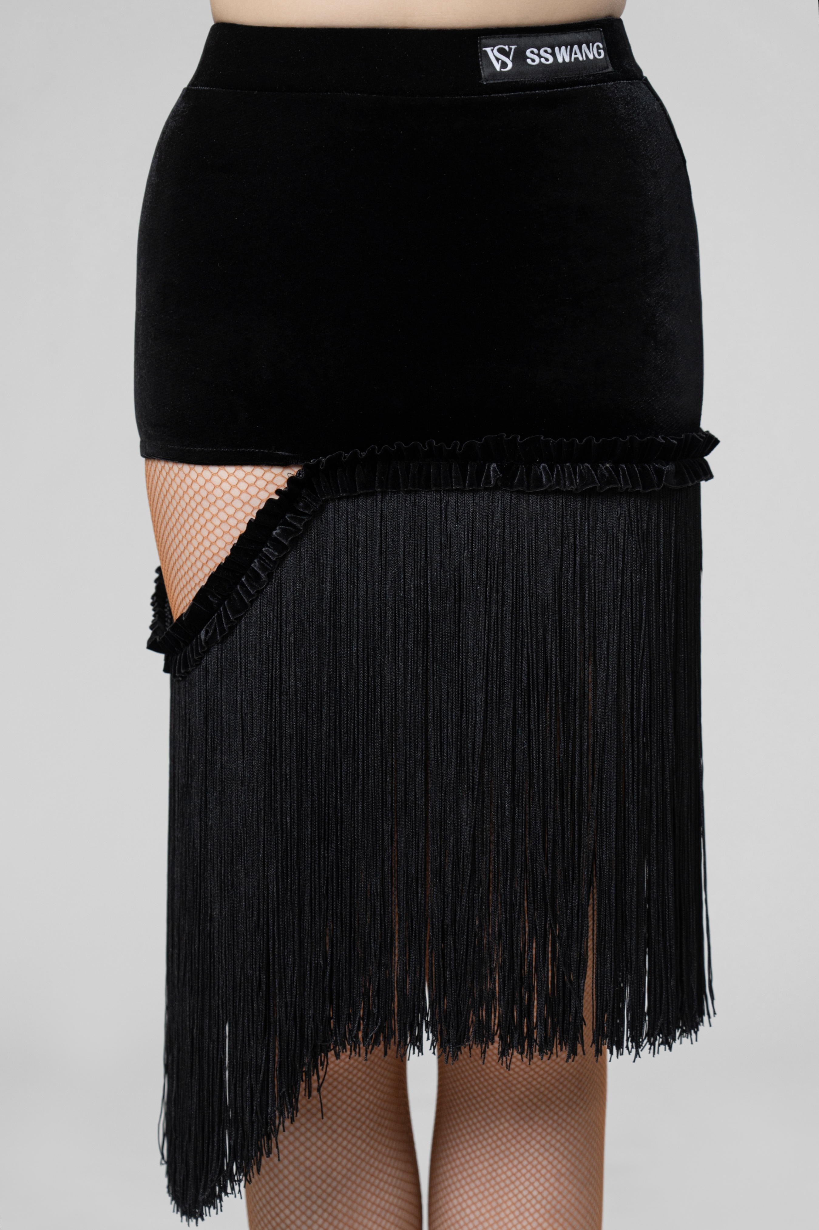 Velvet Irregular Tassels skirt