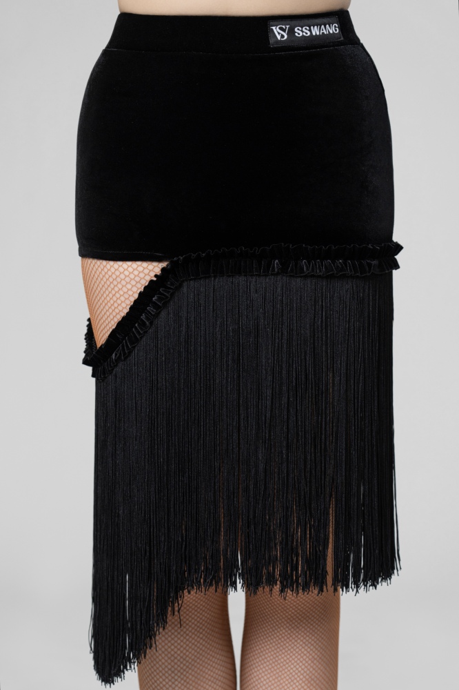 Velvet Irregular Tassels skirt