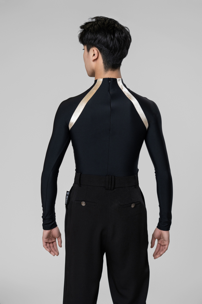 Man stripes turtleneck top（Black）