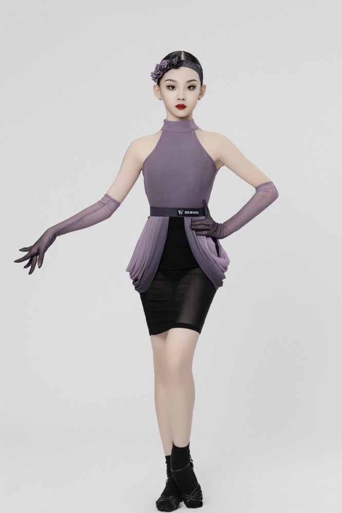 Pink gradient Short sleeveless open-back gauze dress（With Headband、Gloves）