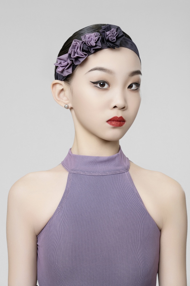 Pink gradient Short sleeveless open-back gauze dress（With Headband、Gloves）