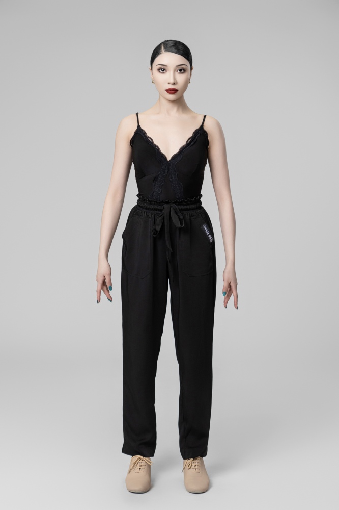 Woman  Drawstring pants（Black）